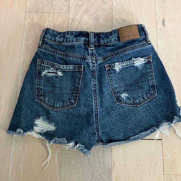 American Eagle Outfitters Ripped Jean Shorts - Dark Blue - Picture 2 of 4